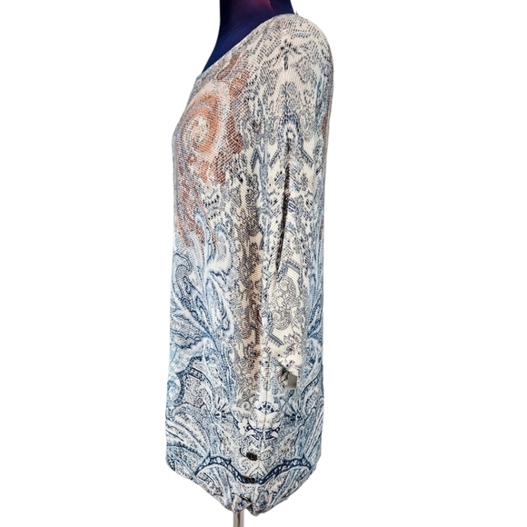 Chico's‎ Blue & Rust Paisley Fall Foulard Boat Neck Pullover Size 2X Women's L72 - Picture 3 of 9